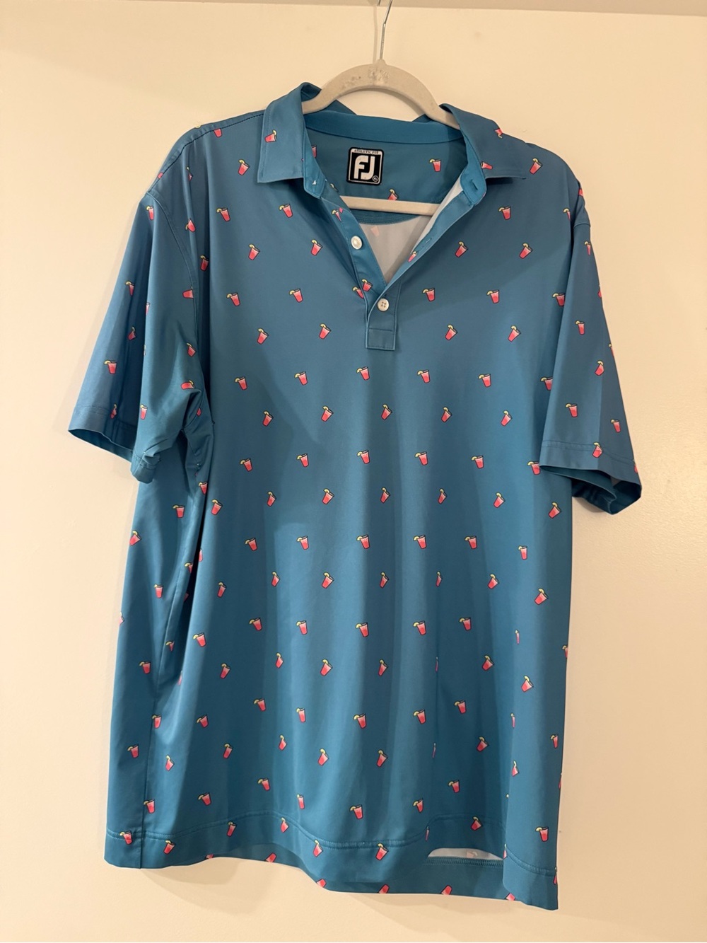 FootJoy Teal Polo with Pink Drink-Print